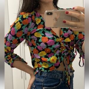 Zara‎ Trafaluc Multicolor Floral Shirt women size medium